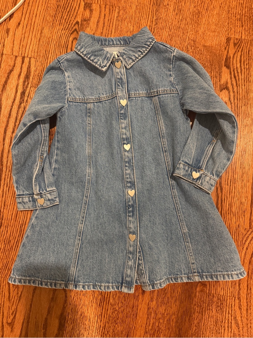 Zara kids Light Blue Denim Dress with Heart Buttons